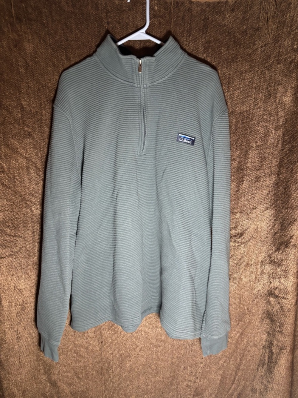 L.L. Bean Men's Quarter-Zip Textured Sweater in Sage